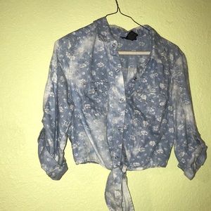 Button-up high crop top